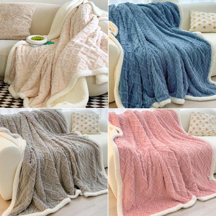 Coperta invernale spessa in taffetà e pile color corallo