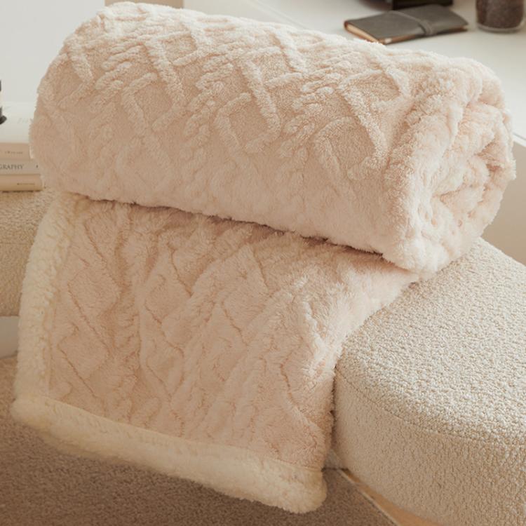 Coperta invernale spessa in taffetà e pile color corallo