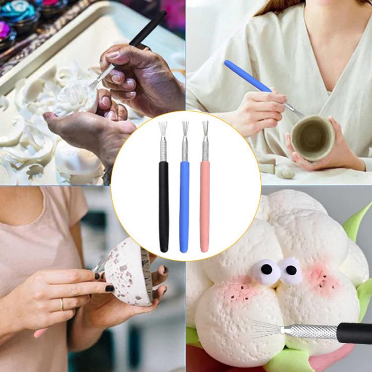 3 pezzi di strumenti per modellare e scolpire l'argilla morbida, pennello per texture di argilla, ausili per il fai da te, 3pcs Texture Brush