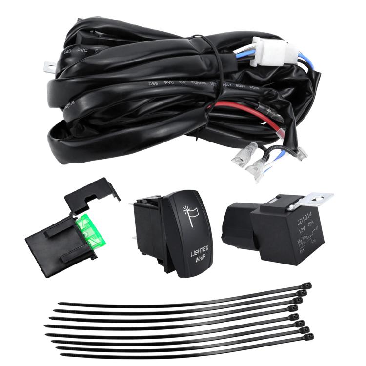 Kit di cablaggio per interruttore indicatori di direzione UTV con relè automobilistico impermeabile da 12 V, Headlight Model With Rock Light Wiring Harness, Bar Light Model With Flagpole Light Wiring Harness                                             ...