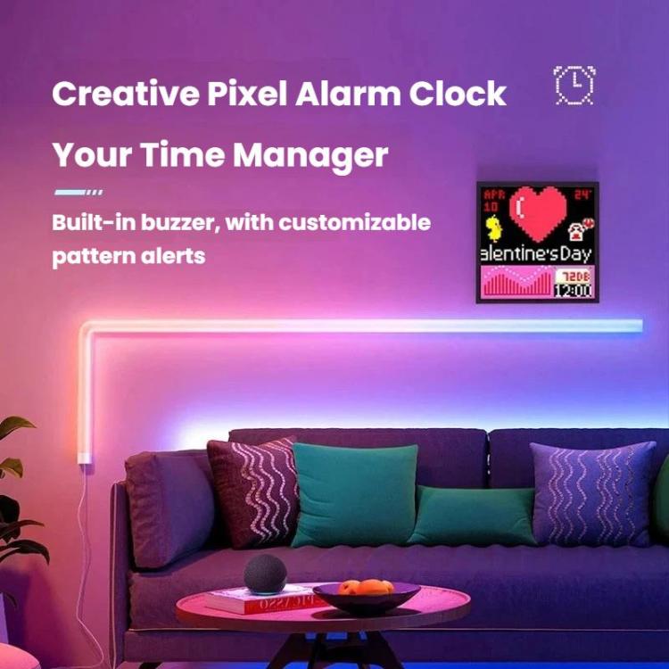 Sveglia con cornice portafoto fai-da-te e cicalino, con schermo dinamico Smart Pixel., Divoom 16 x 16, Divoom 64 x 64