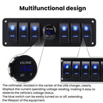 Pannello interruttori impermeabile per veicoli e navi con display digitale della tensione, Blue