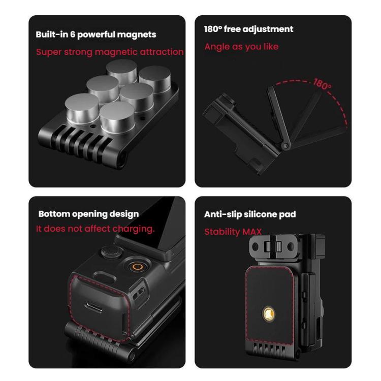 Supporto magnetico con base regolabile a 180 gradi per DJI Osmo Pocket 3, ideale per vlogging stabile.