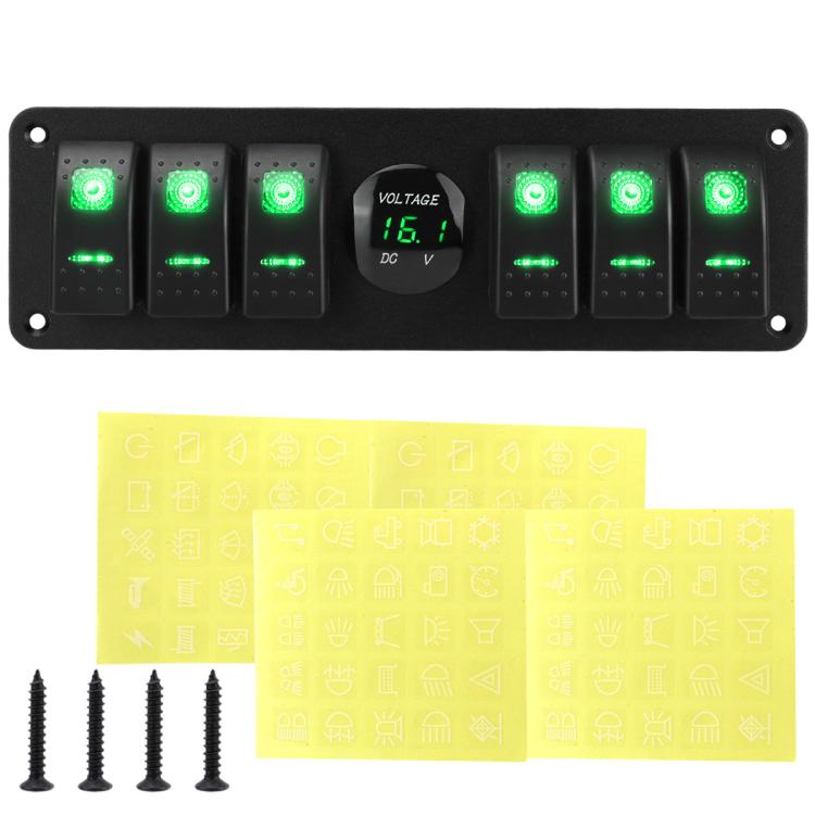 Pannello interruttori impermeabile con display digitale di tensione per veicoli e navi, Red, Green