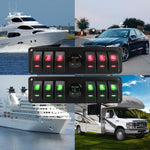 Pannello interruttori impermeabile con display digitale di tensione per veicoli e navi, Red, Green
