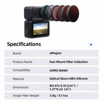 Filtro a innesto rapido amagin per DJI Osmo Nano, UV, CPL, ND8+ND16+ND32+ND64, ND8+ND16+ND32+CPL