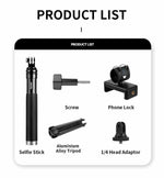 Telesin - Asta per selfie da 0,9 m, monopiede e treppiede compatibile con action camera e smartphone., Aluminum Alloy Tripod, Plastic Tripod