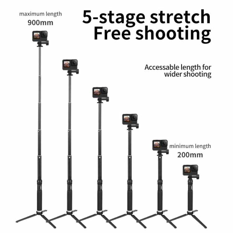 Telesin - Asta per selfie da 0,9 m, monopiede e treppiede compatibile con action camera e smartphone., Aluminum Alloy Tripod, Plastic Tripod