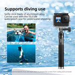 Telesin - Asta per selfie da 0,9 m, monopiede e treppiede compatibile con action camera e smartphone., Aluminum Alloy Tripod, Plastic Tripod