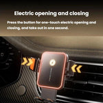 SD15 Supporto elettrico da 15 W per bocchetta dell'aria dell'auto con bloccaggio automatico, collegamento a 3 assi, caricabatterie wireless per telefono con luce ambientale, SD15