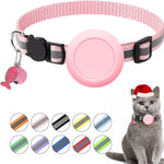 Supporto in silicone impermeabile per collare per gatti AirTag di seconda generazione / AirTag di prima generazione con fibbia di sicurezza a sgancio rapido e ciondolo a forma di pesce e campanellino.