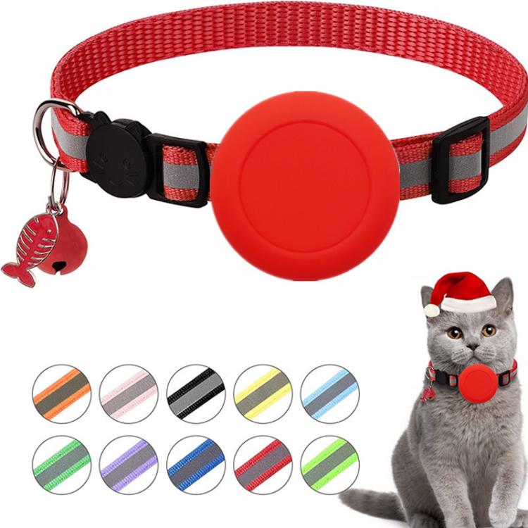 Supporto in silicone impermeabile per collare per gatti AirTag di seconda generazione / AirTag di prima generazione con fibbia di sicurezza a sgancio rapido e ciondolo a forma di pesce e campanellino.