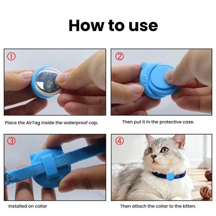 Supporto in silicone impermeabile per collare per gatti AirTag di seconda generazione / AirTag di prima generazione con fibbia di sicurezza a sgancio rapido e ciondolo a forma di pesce e campanellino.