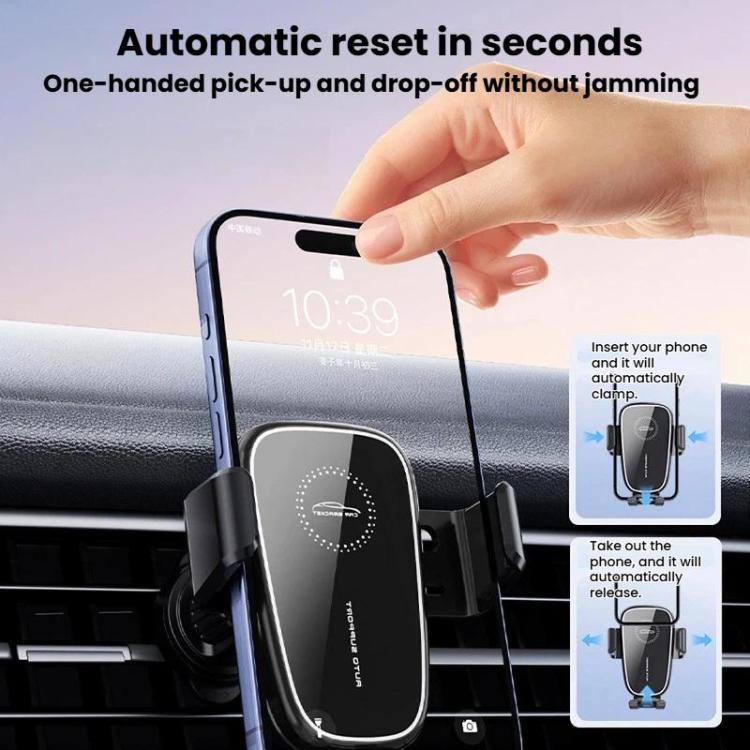 Supporto per telefono da auto M7 con fissaggio a gravità tramite bocchetta dell'aria e clip anticaduta., M7