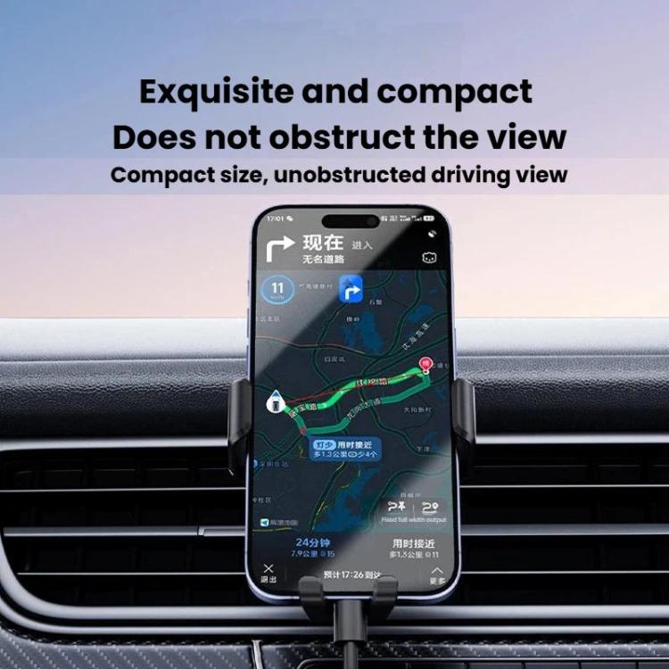 Supporto per telefono da auto M7 con fissaggio a gravità tramite bocchetta dell'aria e clip anticaduta., M7