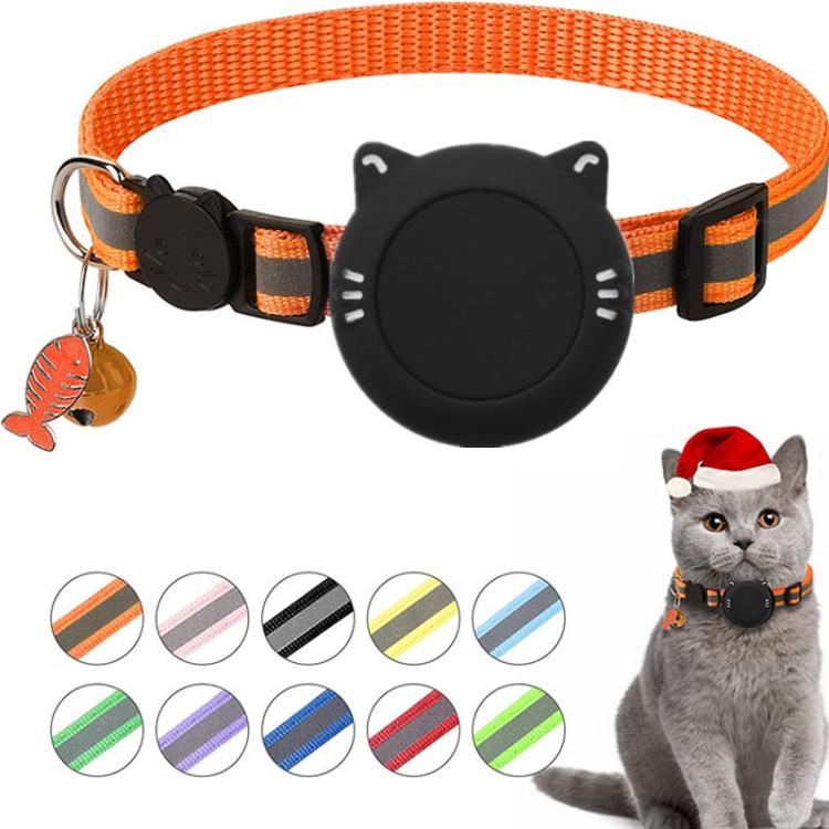 Supporto in silicone impermeabile con fibbia di sicurezza a sgancio rapido e ciondolo a forma di pesce e campanellino per collare per gatti AirTag di seconda generazione / AirTag di prima generazione.