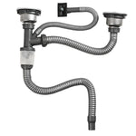 Set di raccordi per tubo di scarico antiodore per lavabo da cucina in acciaio inox, Double Slot 0.6m Tailpipe, Double Slot S-bend, Double Slot 1m Tailpipe