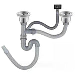 Set di raccordi per tubo di scarico antiodore per lavabo da cucina in acciaio inox, Double Slot 0.6m Tailpipe, Double Slot S-bend, Double Slot 1m Tailpipe