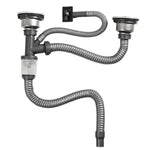 Set di raccordi per tubo di scarico antiodore per lavabo da cucina in acciaio inox, Double Slot 0.6m Tailpipe, Double Slot S-bend, Double Slot 1m Tailpipe