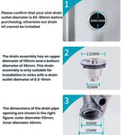 Set di raccordi per tubo di scarico antiodore per lavabo da cucina in acciaio inox, Double Slot 0.6m Tailpipe, Double Slot S-bend, Double Slot 1m Tailpipe