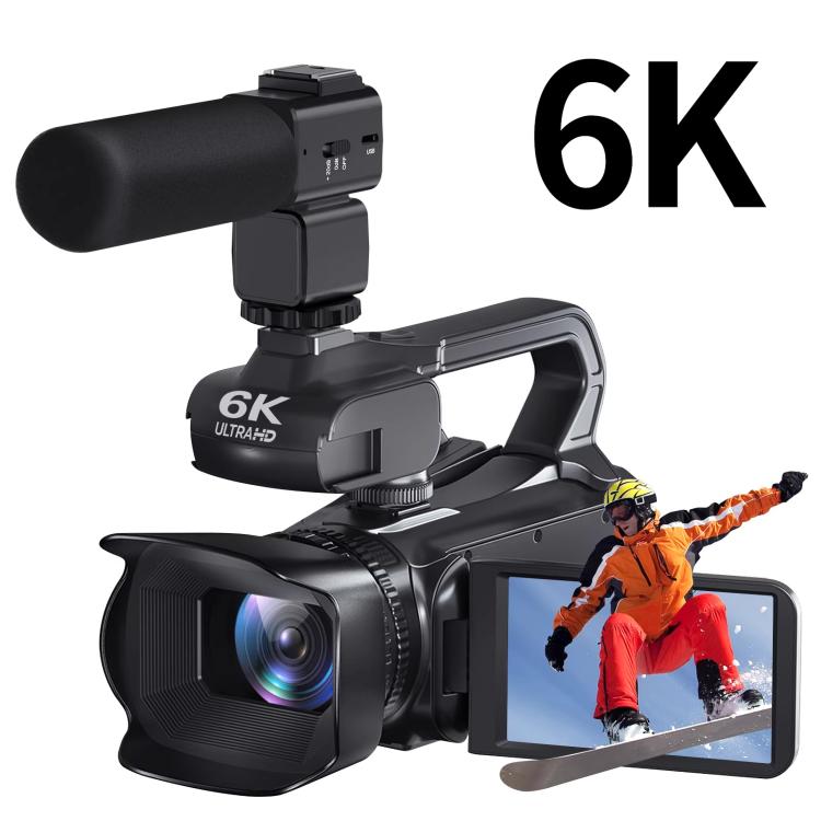 Videocamera Ultra HD da 64 MP con zoom digitale 18x e schermo touch da 4 pollici, risoluzione 6K., 6K 16G With Mic, 6K 32G With Mic