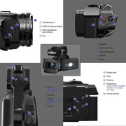 Videocamera Ultra HD da 64 MP con zoom digitale 18x e schermo touch da 4 pollici, risoluzione 6K., 6K 16G With Mic, 6K 32G With Mic