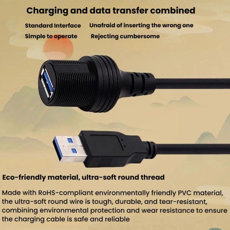 Cavo di prolunga da maschio a femmina da 1 m per cruscotto di auto, barca, yacht, AMAF, per connessione dati e ricarica., USB3.0, USB2.0