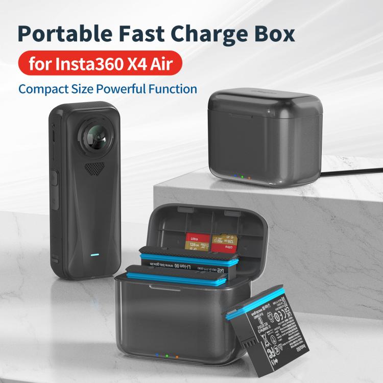 Custodia di ricarica rapida Amagisn per Insta360 X4 Air, caricabatterie portatile e contenitore per la conservazione., PM14