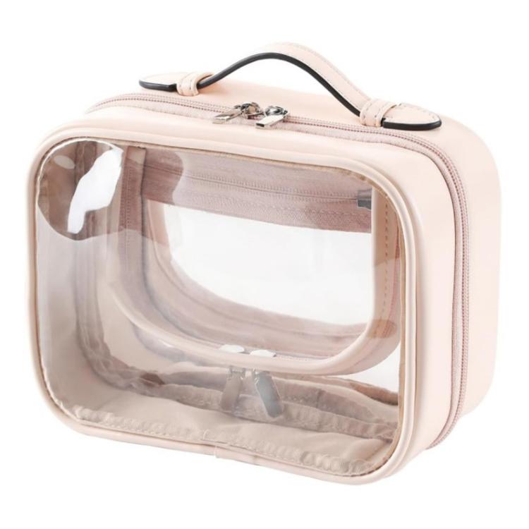 APJ083 Borsa da viaggio trasparente e impermeabile per trucchi, portatile, di grande capacità, organizer per articoli da toilette.