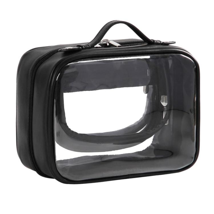 APJ083 Borsa da viaggio trasparente e impermeabile per trucchi, portatile, di grande capacità, organizer per articoli da toilette.