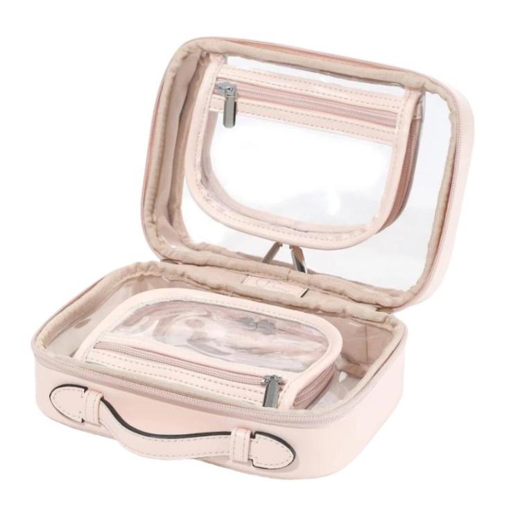 APJ083 Borsa da viaggio trasparente e impermeabile per trucchi, portatile, di grande capacità, organizer per articoli da toilette.