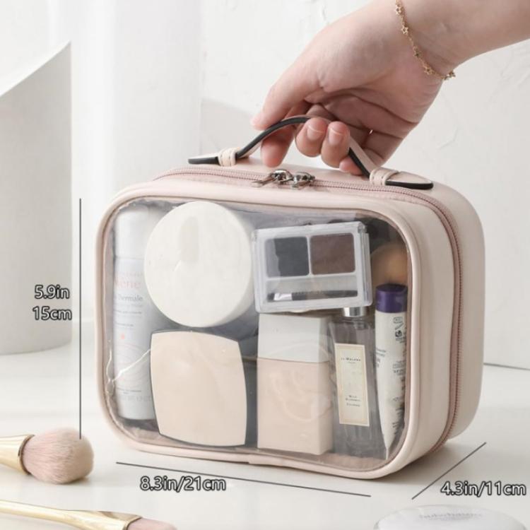 APJ083 Borsa da viaggio trasparente e impermeabile per trucchi, portatile, di grande capacità, organizer per articoli da toilette.