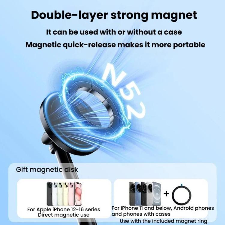 Supporto magnetico da tavolo A004 per telefono, multifunzionale, retrattile, per live streaming e riprese.