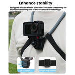 Supporto magnetico a sgancio rapido per collo per DJI Osmo 360 / Action 5 Pro / 4 / 3 con testa a sfera girevole a 360 gradi e cinghia pettorale, Neck Mount