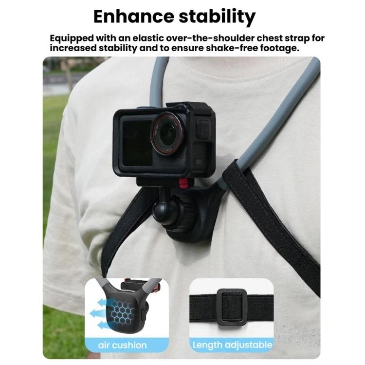 Supporto magnetico a sgancio rapido per collo per DJI Osmo 360 / Action 5 Pro / 4 / 3 con testa a sfera girevole a 360 gradi e cinghia pettorale, Neck Mount