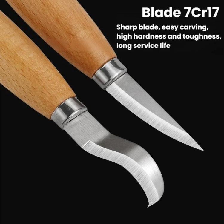 Affilatura Raschiatura Coltello da cucchiaio in legno Manico in faggio Coltello da intaglio per lavorazione del legno, 2pcs /Set Scraping Wooden Spoon