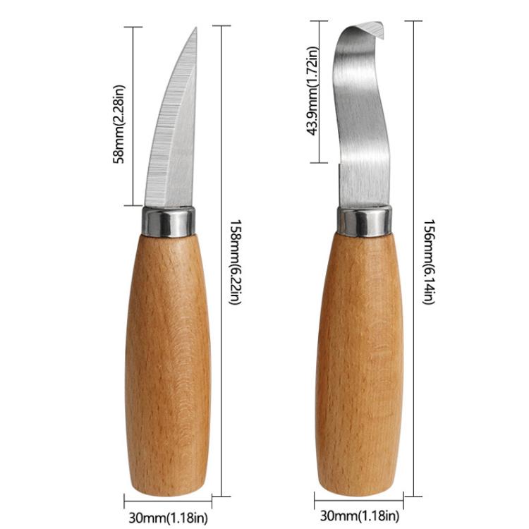 Affilatura Raschiatura Coltello da cucchiaio in legno Manico in faggio Coltello da intaglio per lavorazione del legno, 2pcs /Set Scraping Wooden Spoon