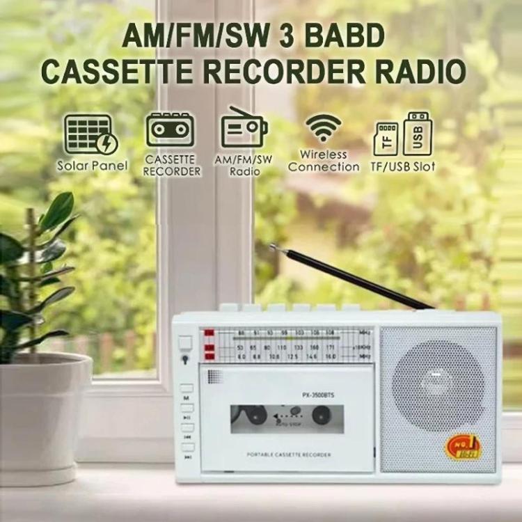 Solar-Powered Magnetic Cassette Player Wireless SW Radio/Recorder