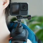 Supporto universale per tracolla per action camera con testa a sfera girevole a 360 gradi per riprese POV a mani libere.