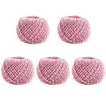 5 pezzi 70 m Corda per imballaggio alimentare fai da te Filo di cotone, Beige, Blue White, Red White, Pink White, White Green, White