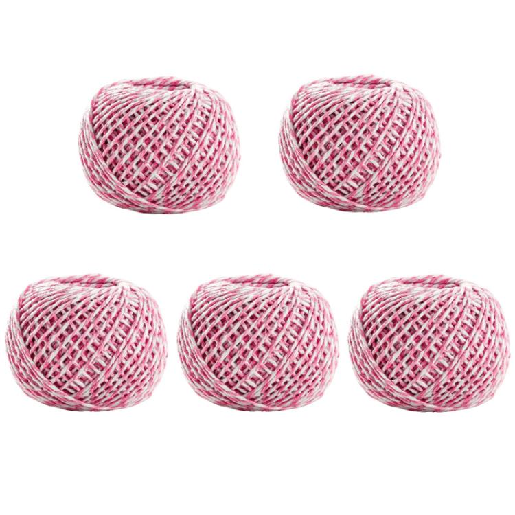 5 pezzi 70 m Corda per imballaggio alimentare fai da te Filo di cotone, Beige, Blue White, Red White, Pink White, White Green, White