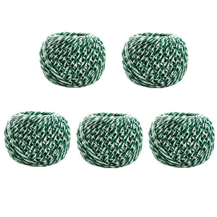5 pezzi 70 m Corda per imballaggio alimentare fai da te Filo di cotone, Beige, Blue White, Red White, Pink White, White Green, White