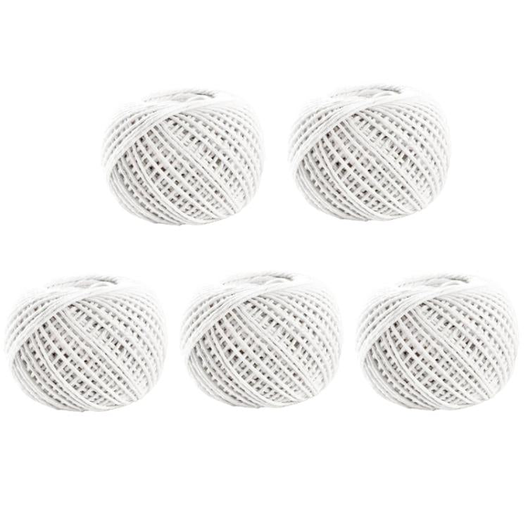 5 pezzi 70 m Corda per imballaggio alimentare fai da te Filo di cotone, Beige, Blue White, Red White, Pink White, White Green, White