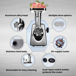 Tritacarne elettrico in acciaio inox da 400 W con insaccatrice, EU Plug, US Plug, UK Plug