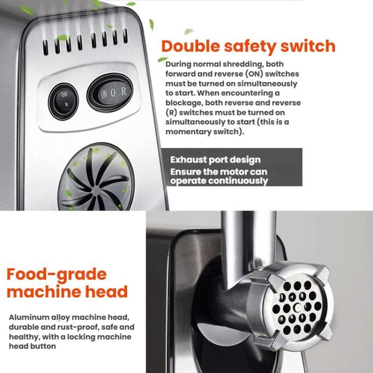 Tritacarne elettrico in acciaio inox da 400 W con insaccatrice, EU Plug, US Plug, UK Plug