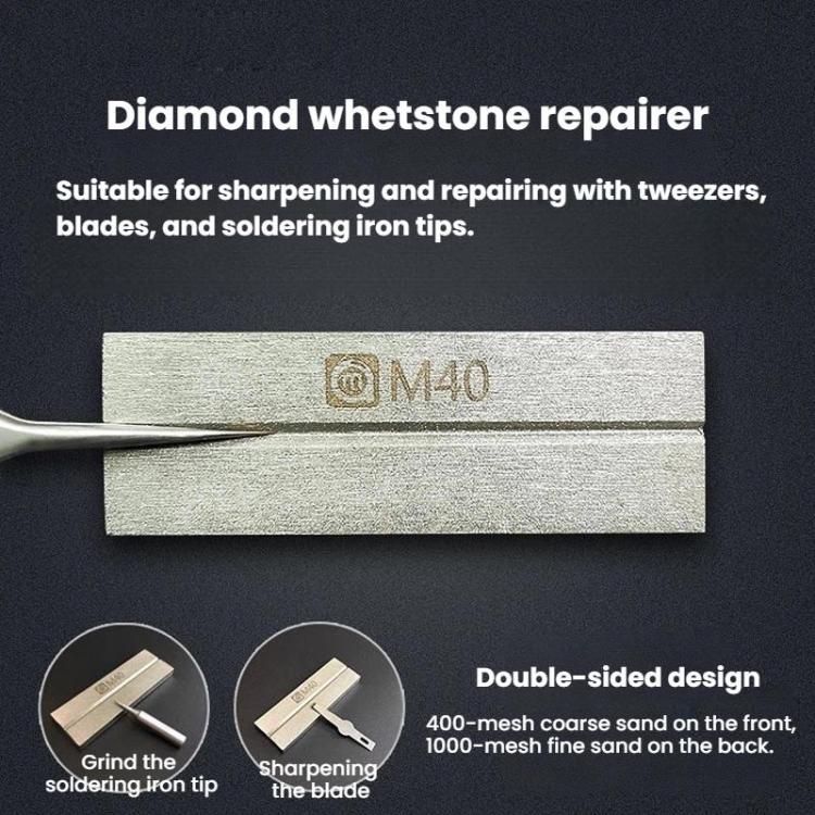 Pinzette con pietra diamantata per affilare, strumento per il ripristino di punte e lame di saldatori., M40