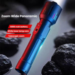Torcia ricaricabile zoomabile ad alta potenza, portatile, in lega di alluminio, con luce intensa.