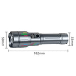 Torcia ricaricabile zoomabile ad alta potenza, portatile, in lega di alluminio, con luce intensa.