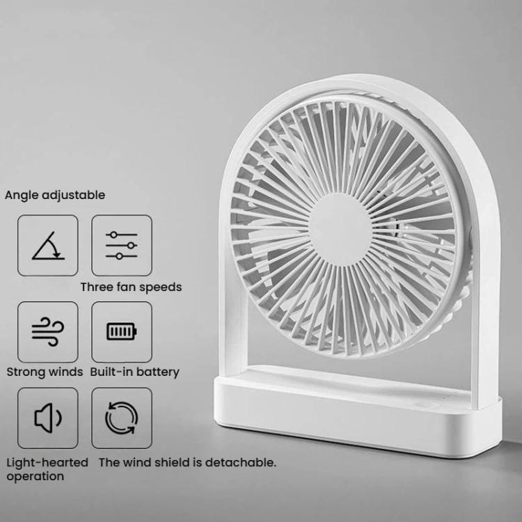 Ventilatore da scrivania mini slim F3A, silenzioso, portatile e ricaricabile, con connessione USB.