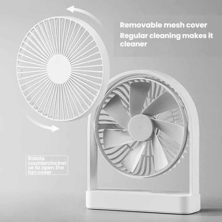Ventilatore da scrivania mini slim F3A, silenzioso, portatile e ricaricabile, con connessione USB.